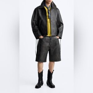 VINTAGE EFFECT LEATHER SHORTS